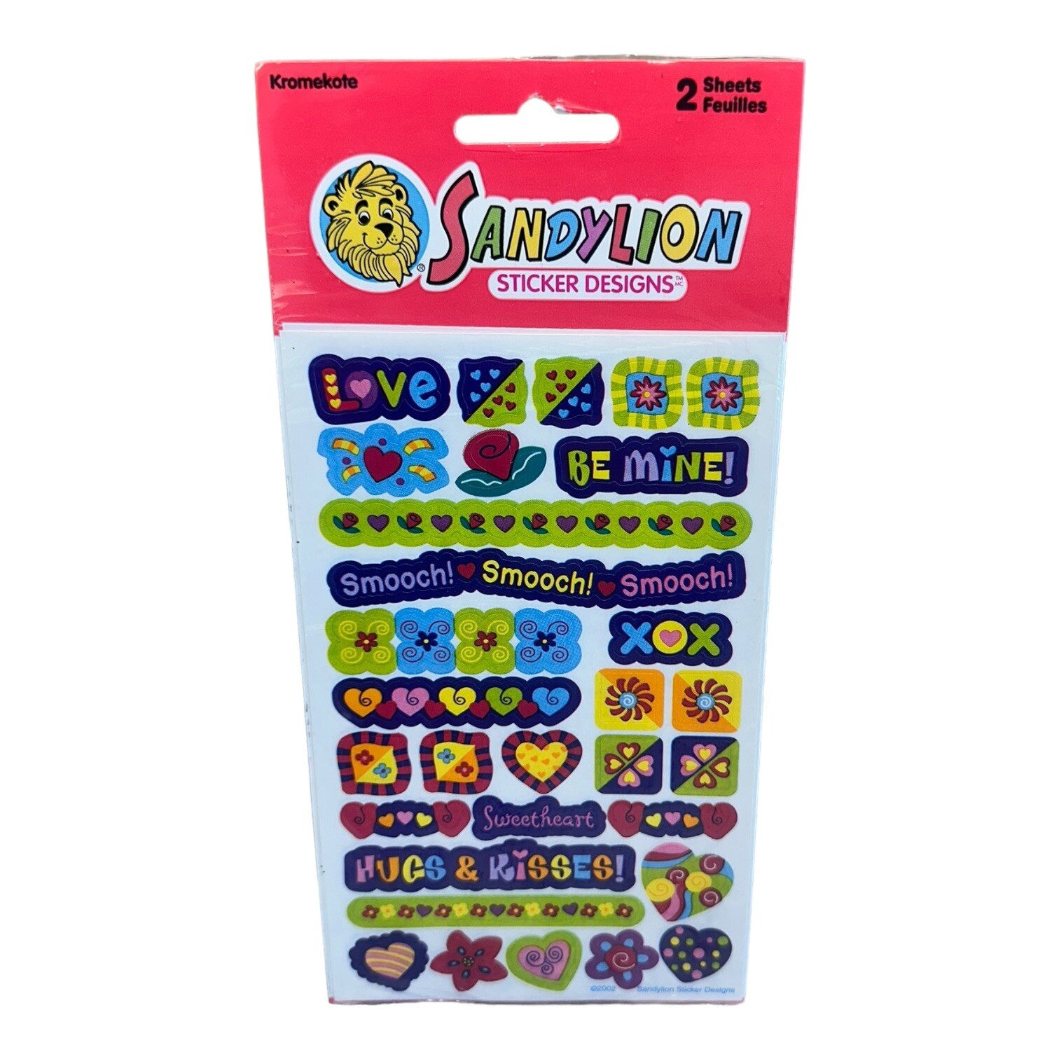 NIP Sandylion Sticker Designs 2 TWO  Sheets flowers hearts stars 2002 Kromekote