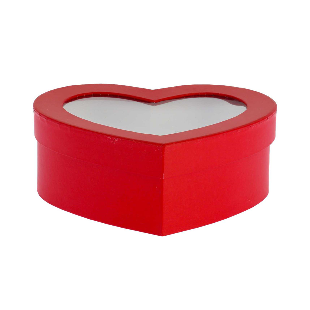 Scatola A Forma Di Cuore Con Finestra 19.5cm Rosso