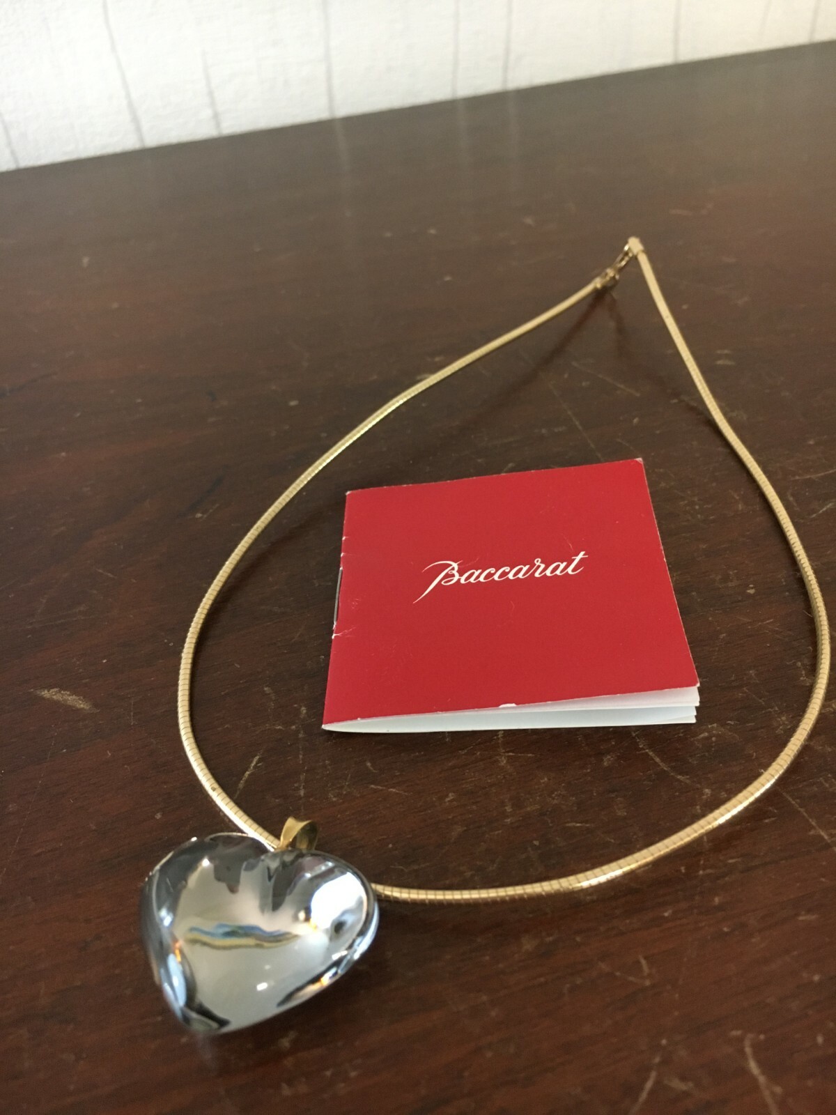 Baccarat Crystal Heart Necklace In Anthracite