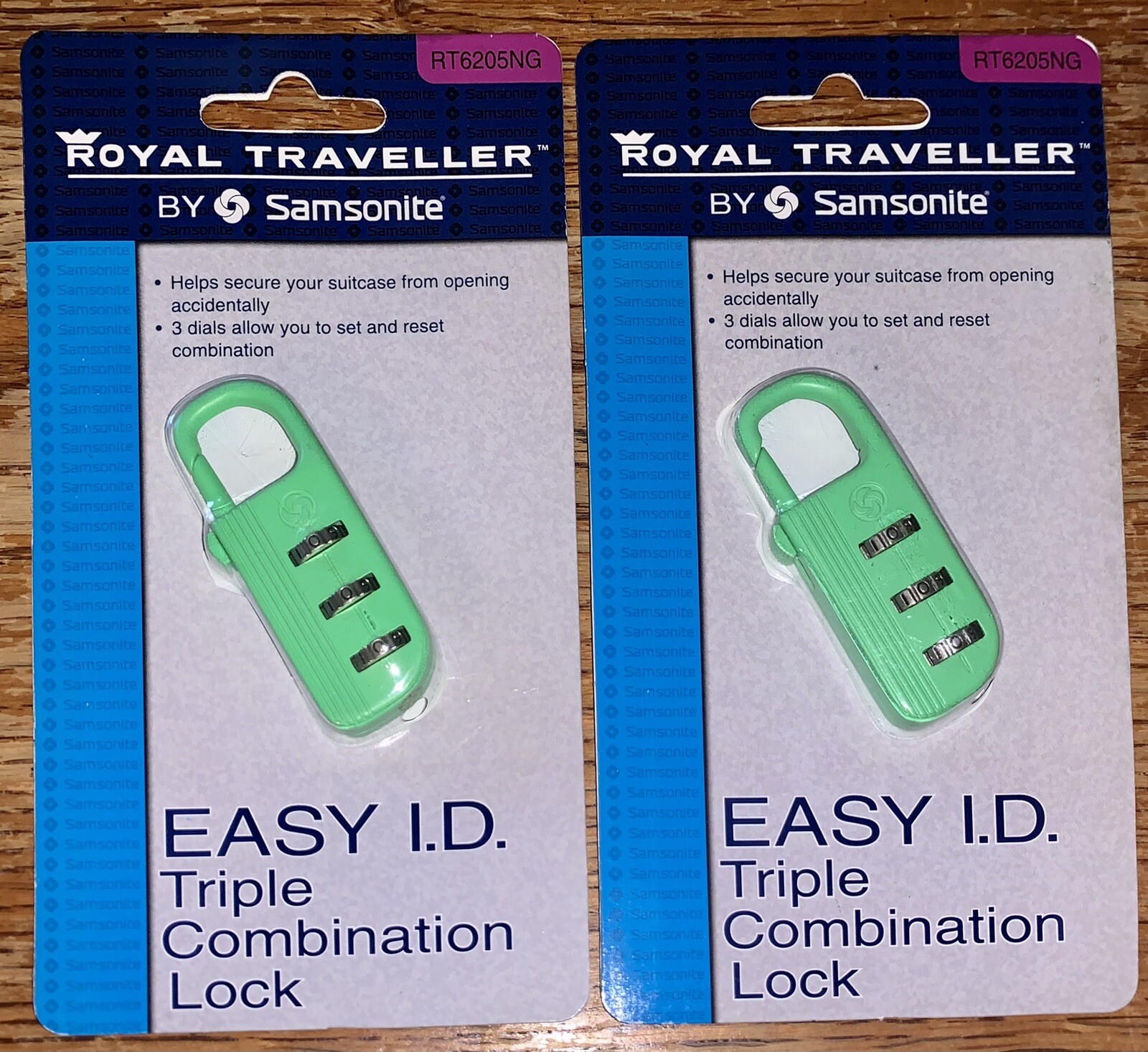 2 Packs Royal Traveller By Samsonite Luggage Locks Easy ID Triple Combo Lock NEW