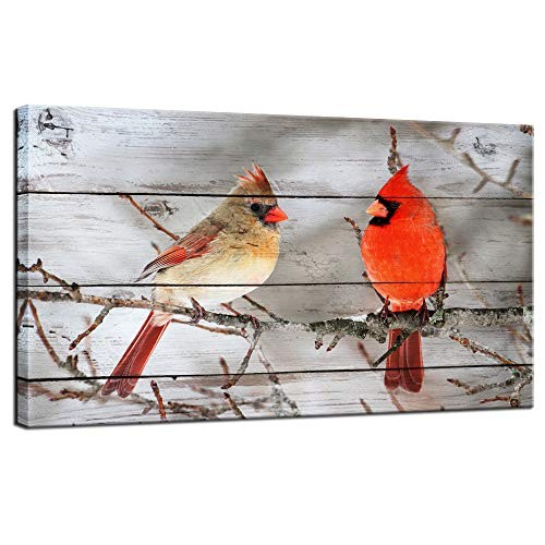  - Modern Canvas Wall Decor Northern Cardinals on Tree Pictures Red Birds 