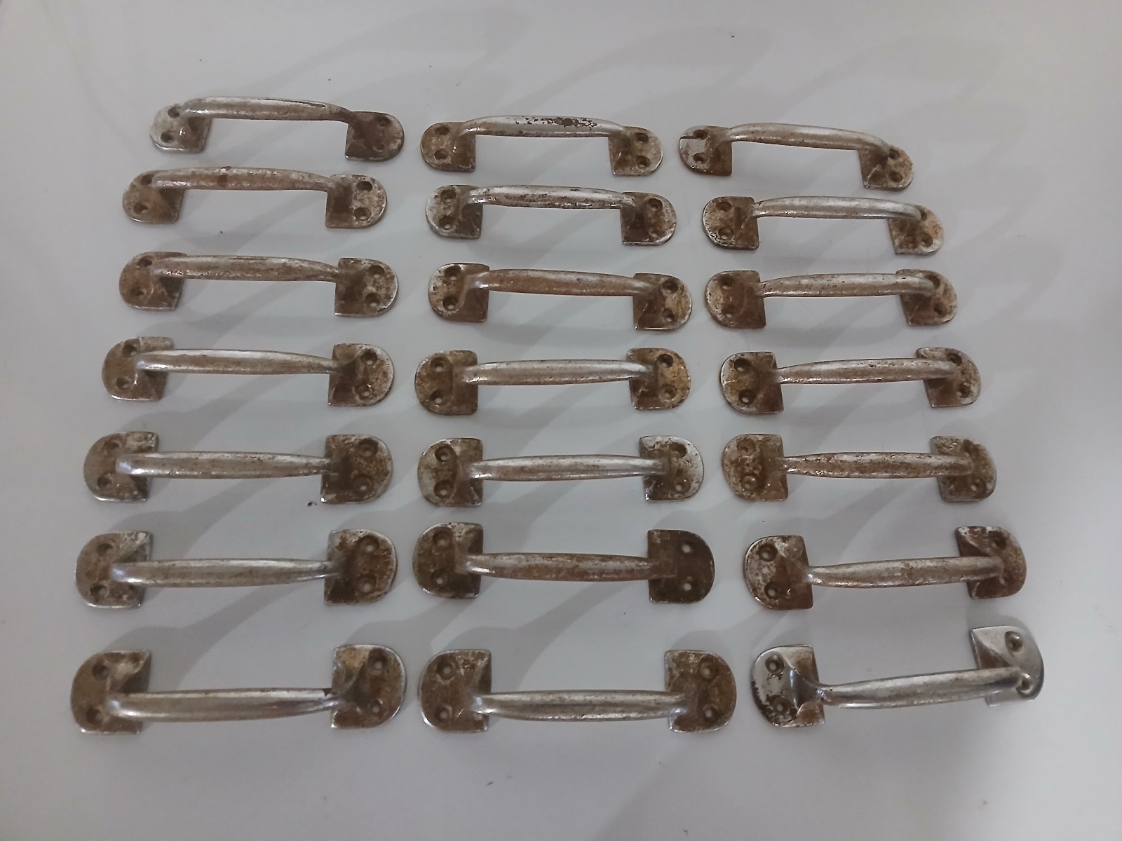 22  ANTIQUE / VINTAGE HARDWARE STORE DRAWER PULLS,  SALVAGED MANY YEARS AGO.