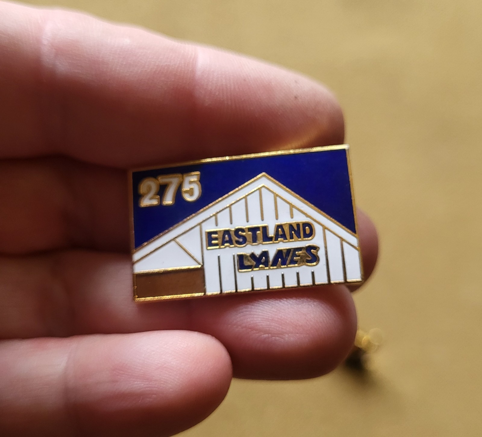 Bowling Vintage Metal Enamel Button, Pin. Eastland Lanes, California