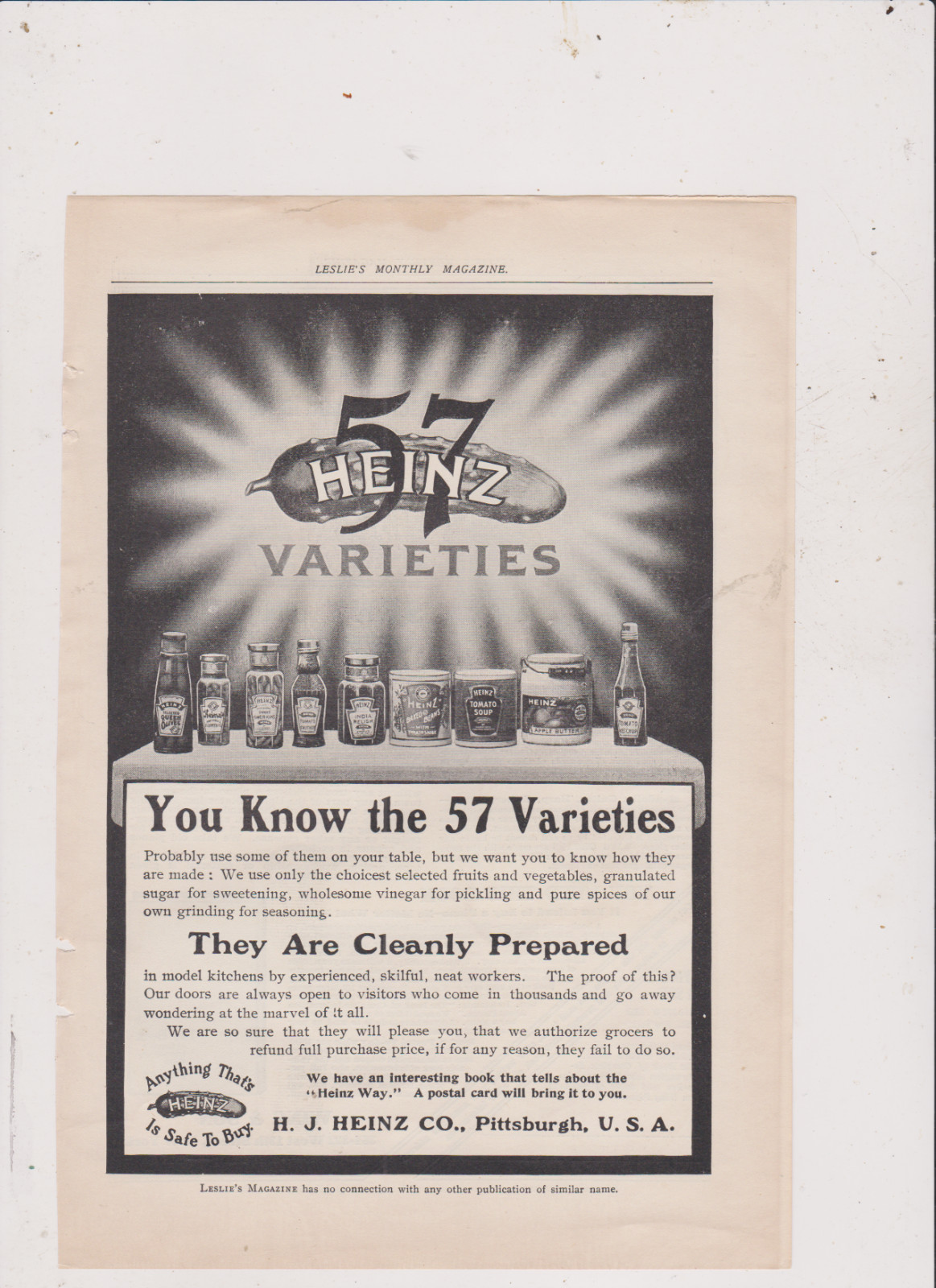 1906 HEINZ AD FROM LESLIE MAGAZINE