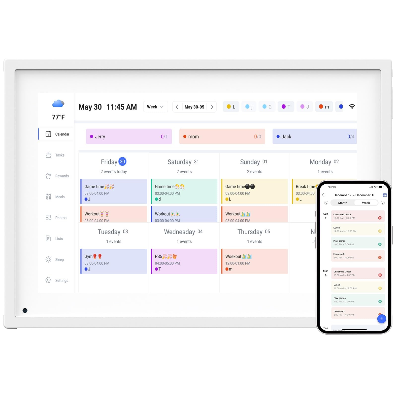 10.1 Inch Smart Digital Calendar Planner & Chore Chart, IPS HD Touchscreen Inter