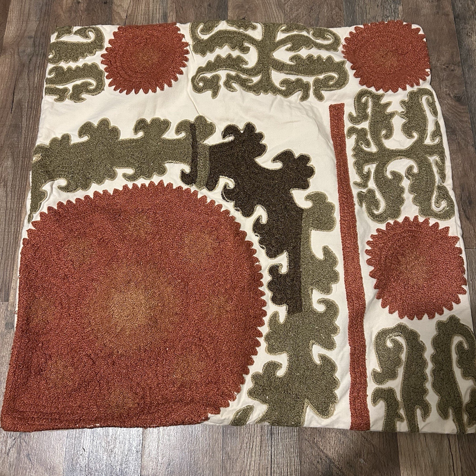 Pottery Barn Suzani Embroidered Crewel Pillow Cover 26x26