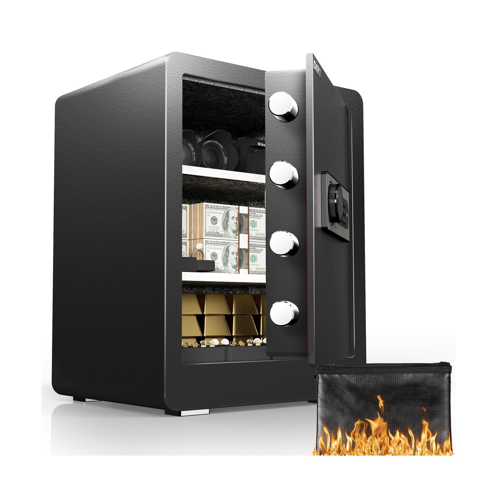 DAYI Safe Box, 2.0 Cubic Feet Home Safe with Fireproof Waterproof Bag, Securi...