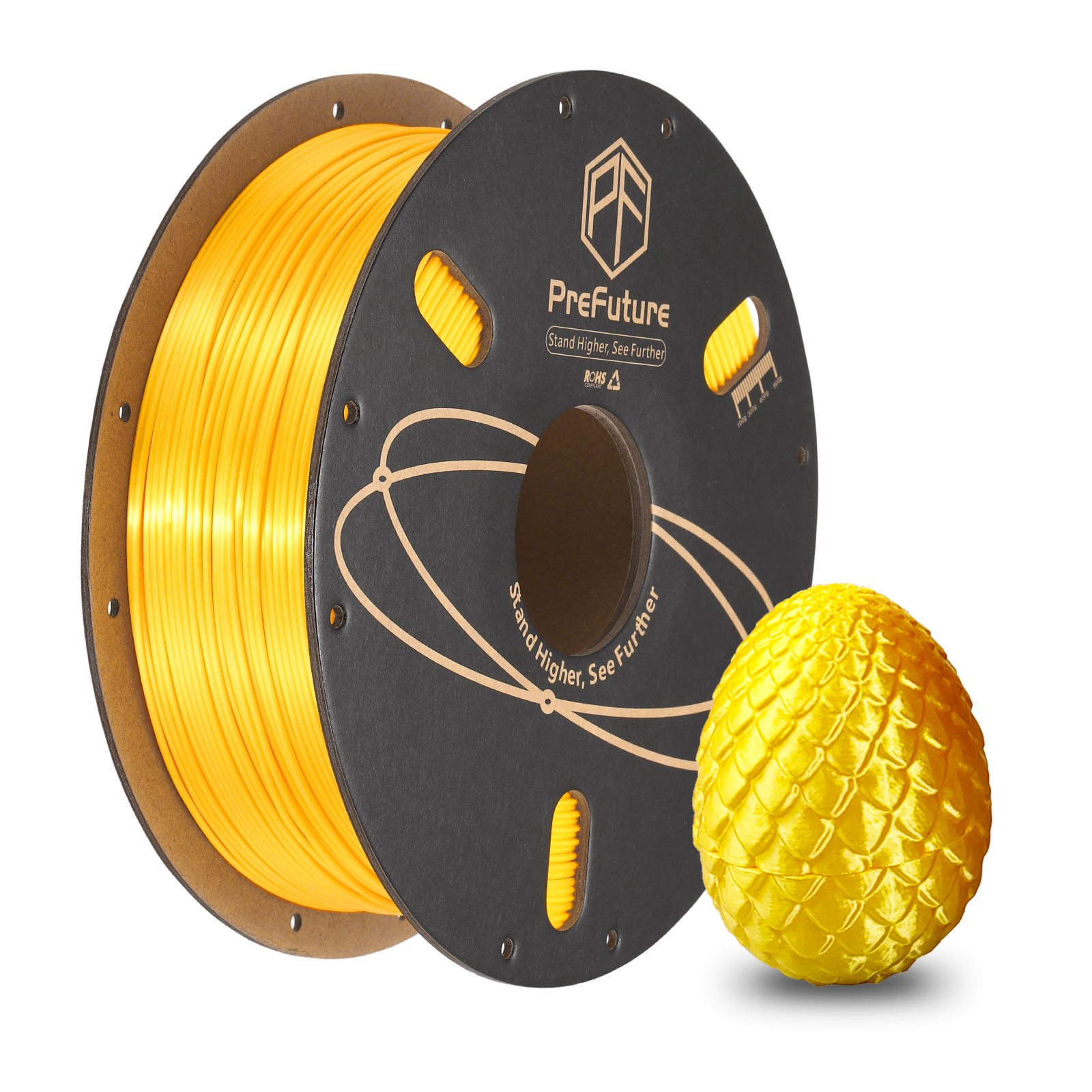 Silk PLA Filament 1.75mm 1KG/2.2LB High Shine 3D Printer Filament, Gold