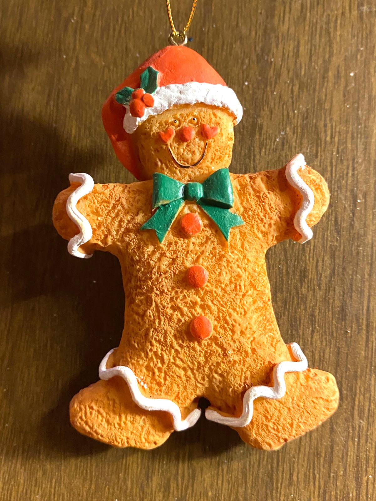 Resin Gingerbread Man Christmas Ornament 3 1/4"