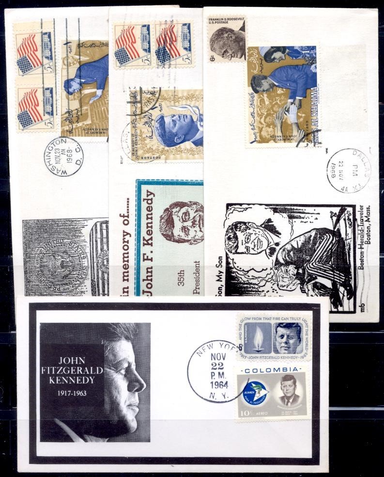 JOHN F KENNEDY SEL OF 7 MIXED FRANKING COVERS