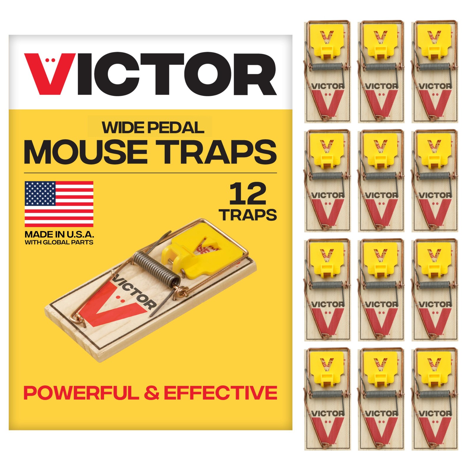 Victor Mouse Traps M035-12, Plastic Pedal, Sustainably Sourced FSC Wood, Wood 
