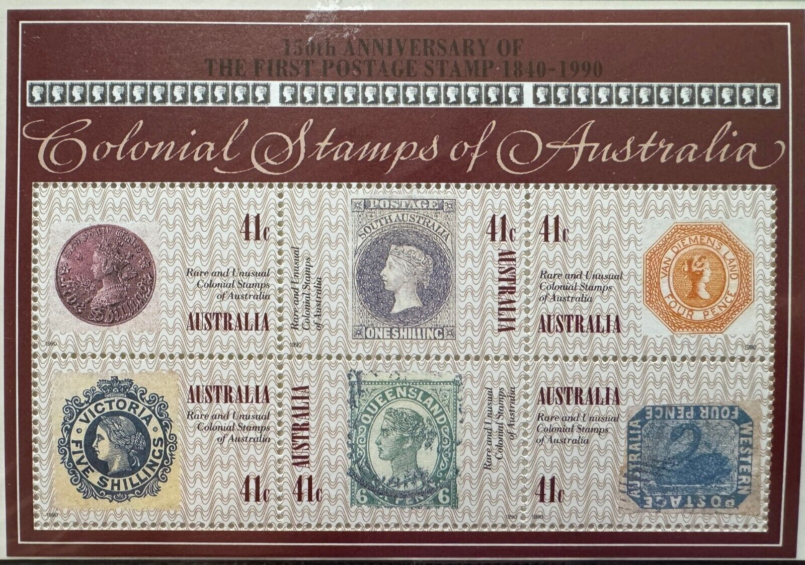 AUSTRALIA 1990 150TH ANNIV OF FIRST POSTAGE STAMP MS MNH SG#1253 A5892