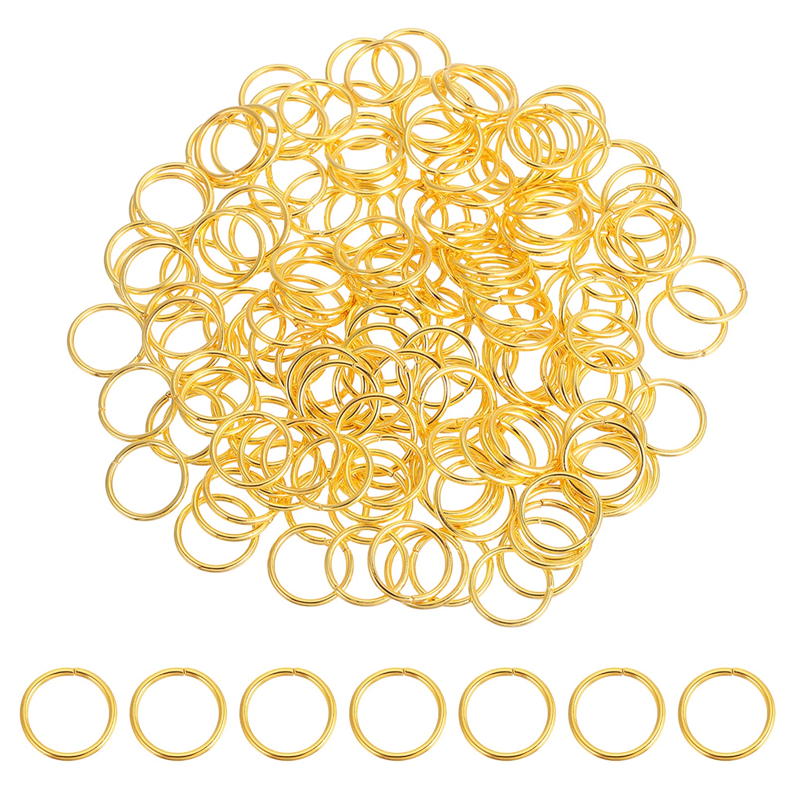 200 Pcs Open Jump Rings, 16mm Split Metal Ring 1.5mm Thick Connect, Gold