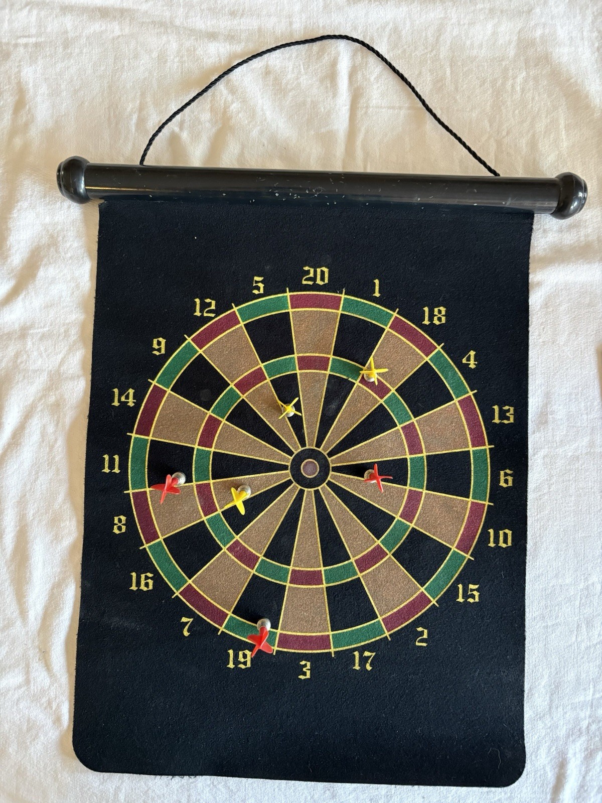 Magnetic 16X18" Roll-Up Double Sided Hanging Dart Board Set - 6 Darts