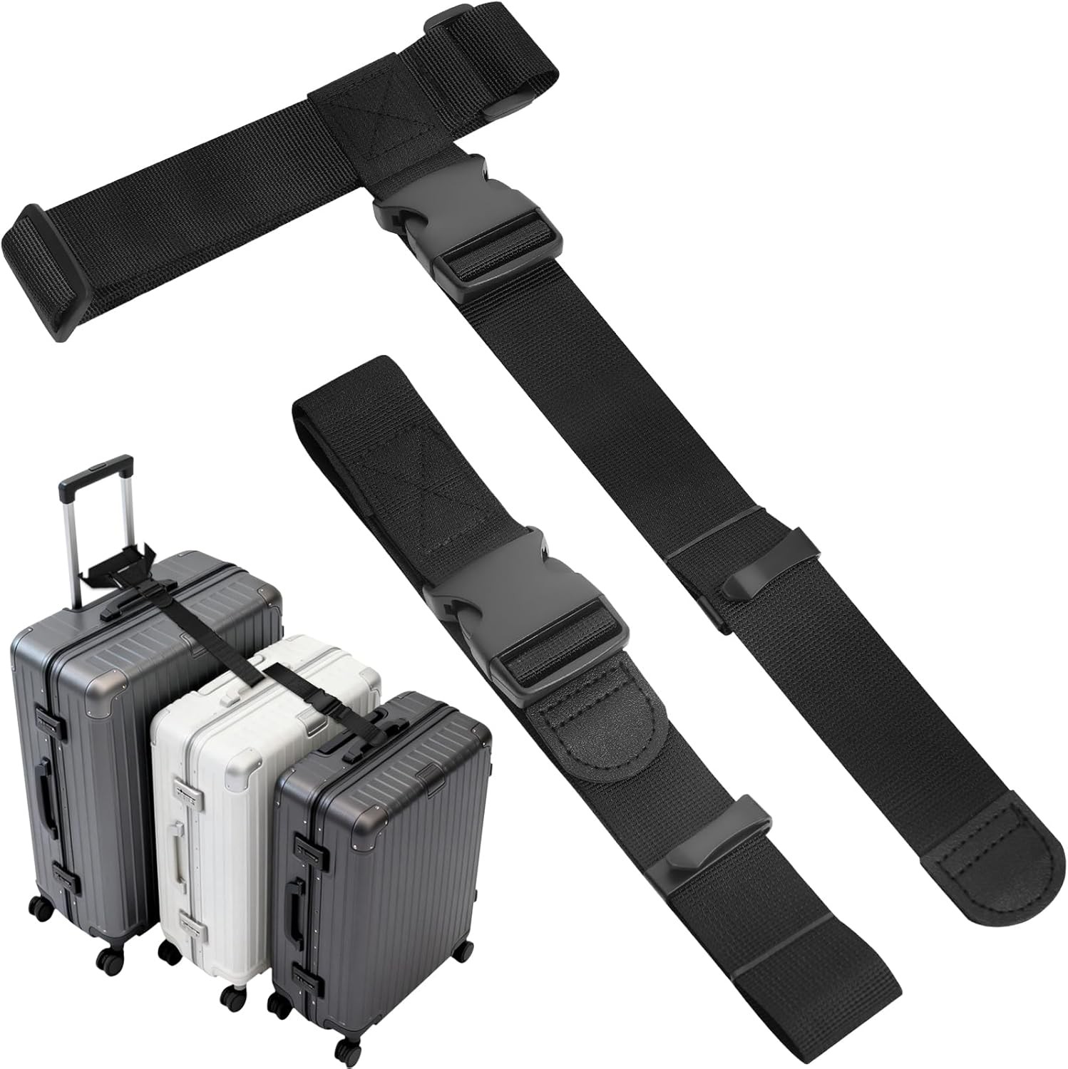 Luggage Connector, Suitcase Straps to Connect 3 Suitcases or Add A Bag,