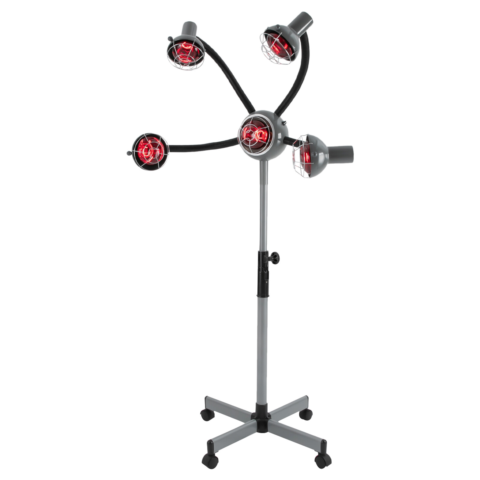 750W 5 Head Salon Infrared Heat Lamp, Adjusting Height Styling Perming Dryer