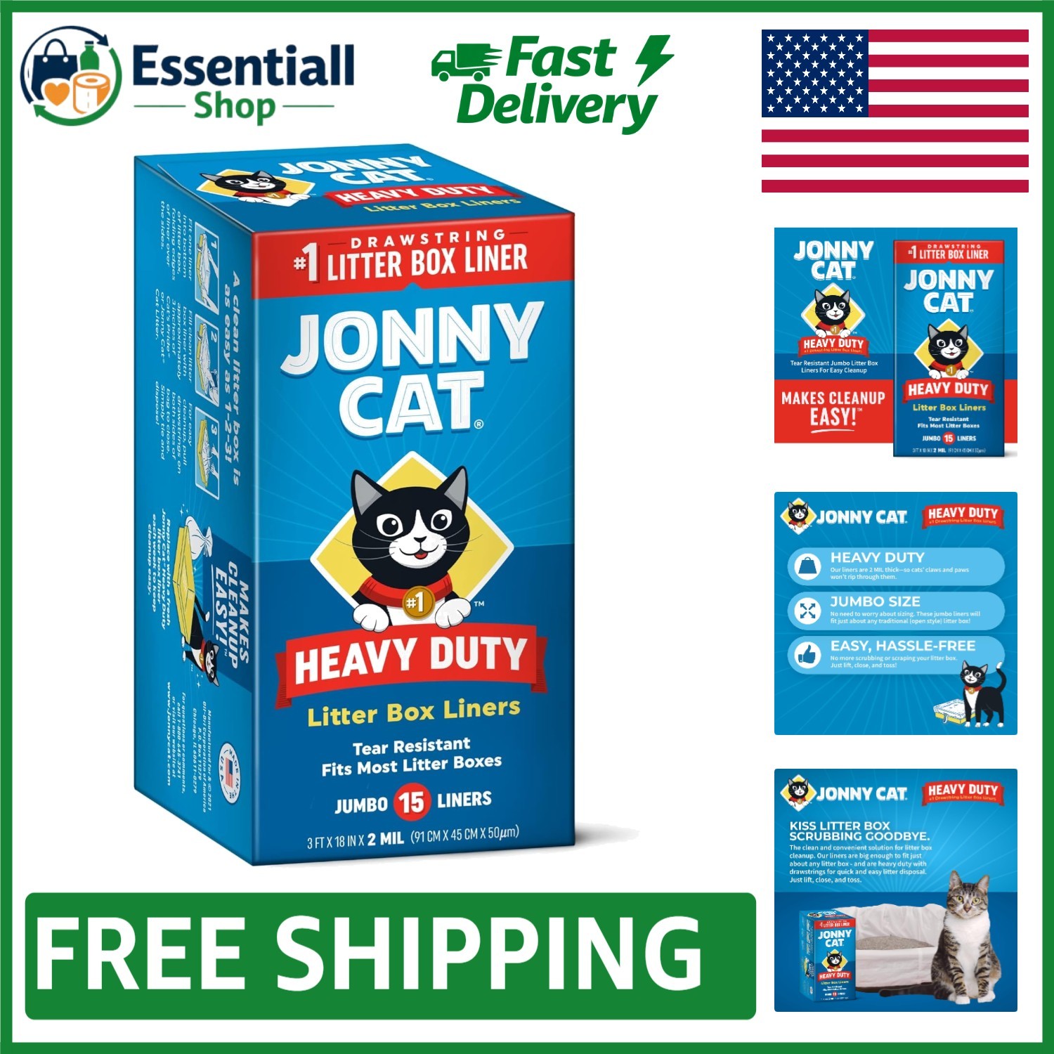 Drawstring Heavy Duty Litter Box Liners - Jumbo Size for Hassle-Free Cleanup