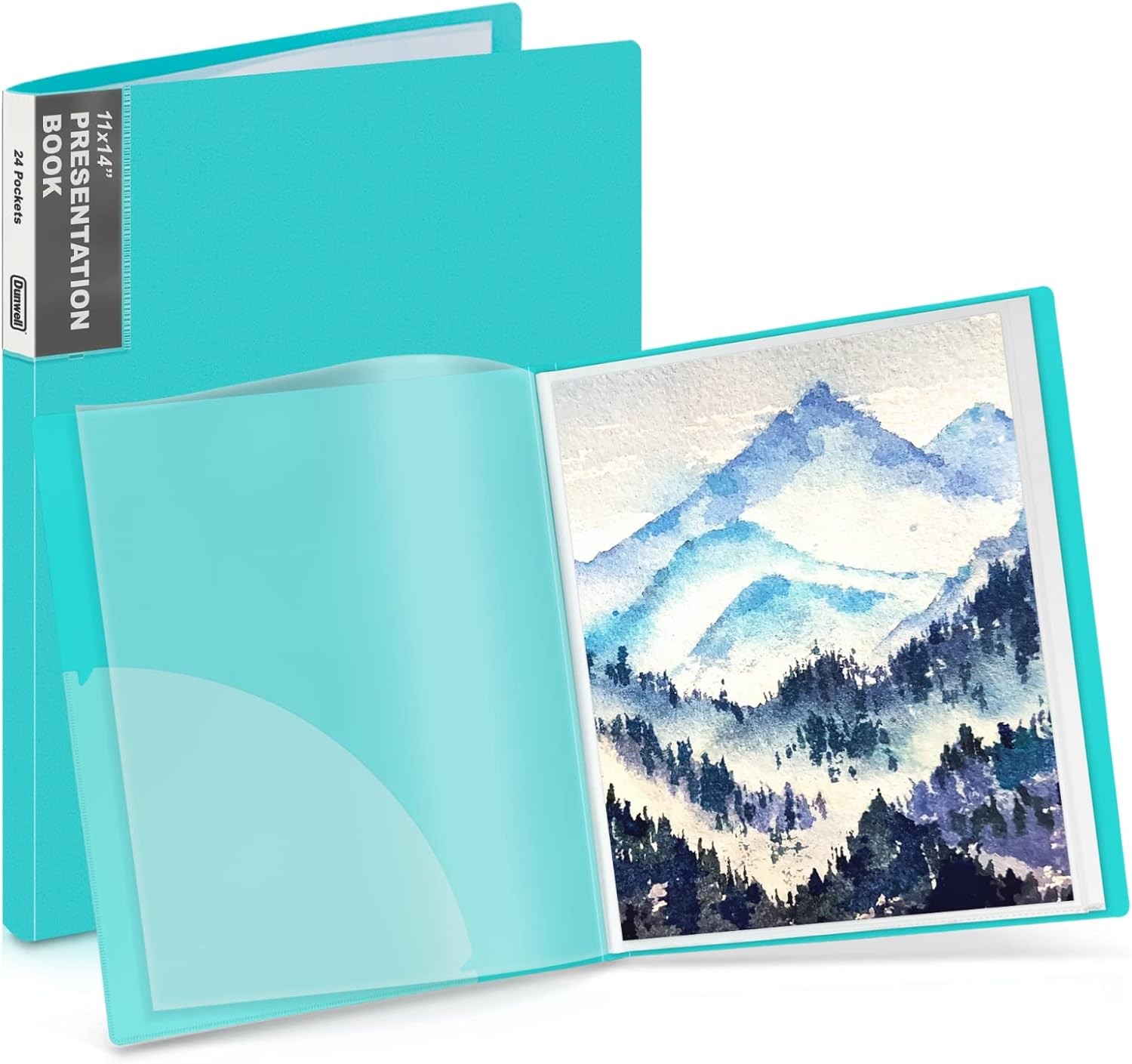 Dunwell 11x14 Art Portfolio Folder (Aqua), Presentation Binder with 24 Pocket...