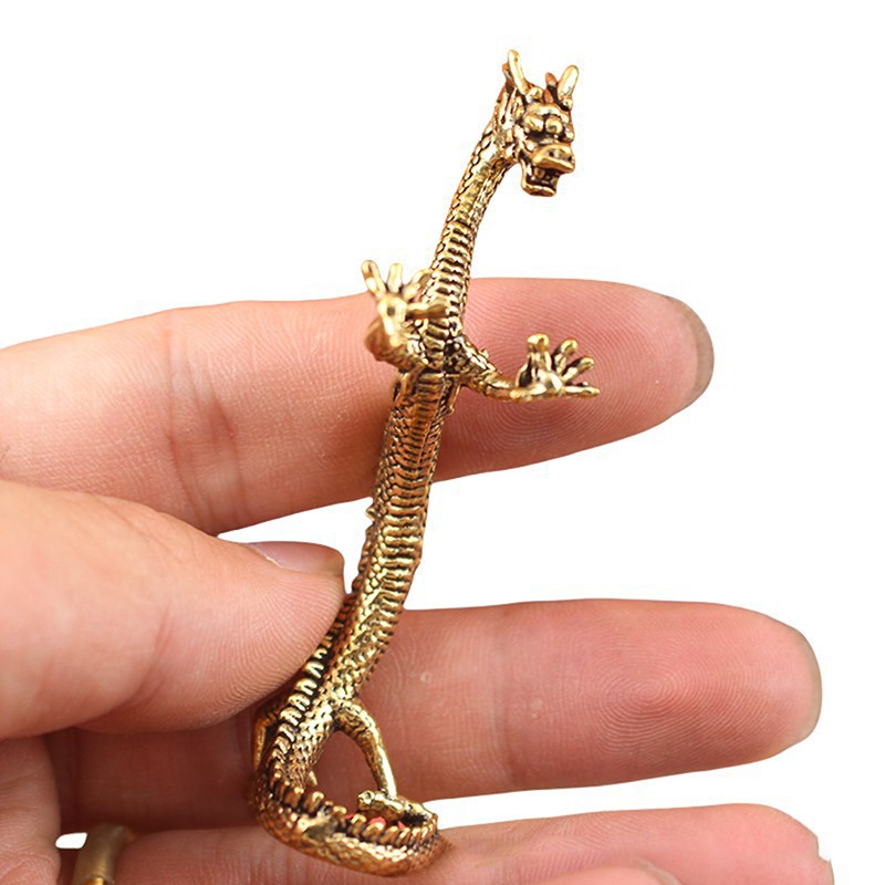 Pure Brass Loong Crafts Ornament Zodiac Dragon Statue Standing Dragon Decoration