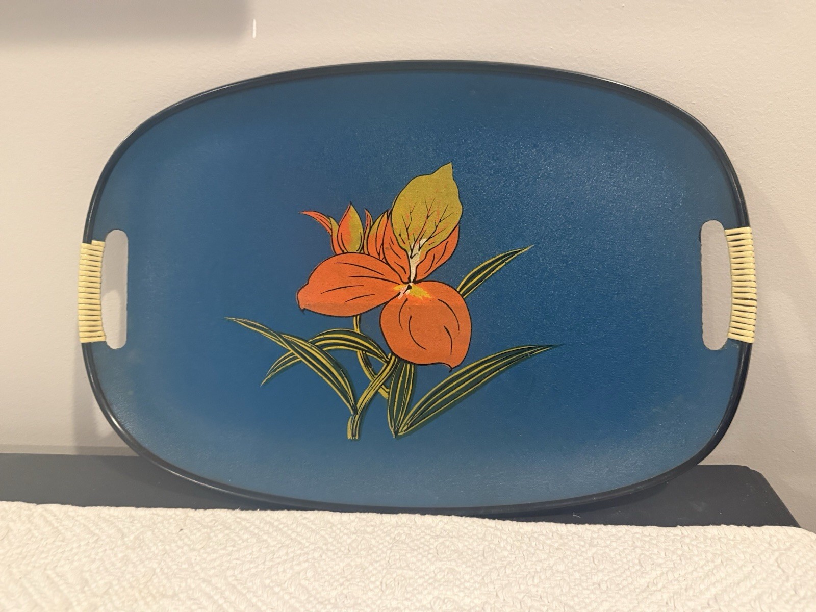 VINTAGE Mid Century Modern Oval Tray, Floral
