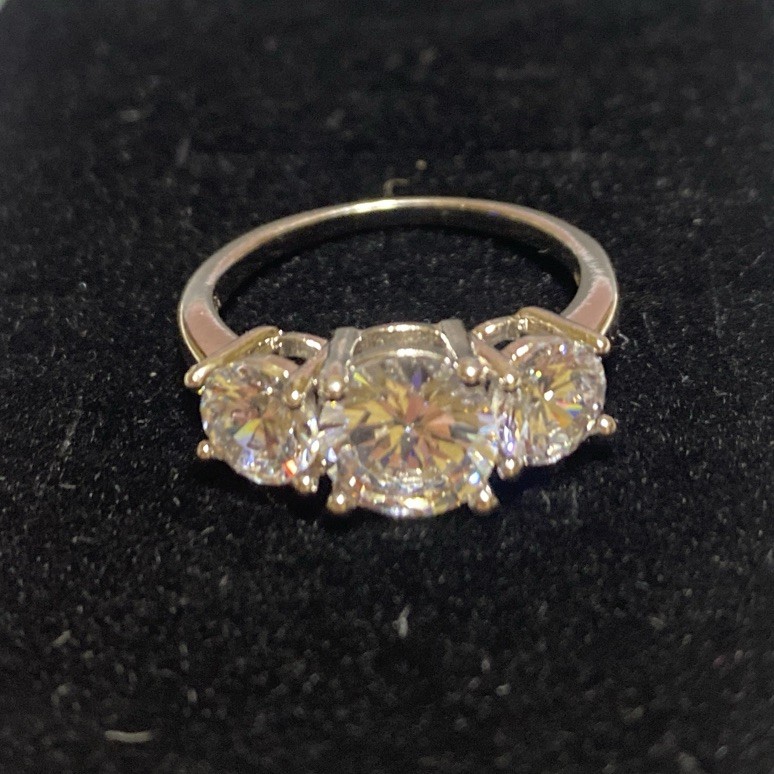 Womens 1Ct Triple Stone Marquise Cut Moissanite Ring Size 9 ~ GRA Certificate