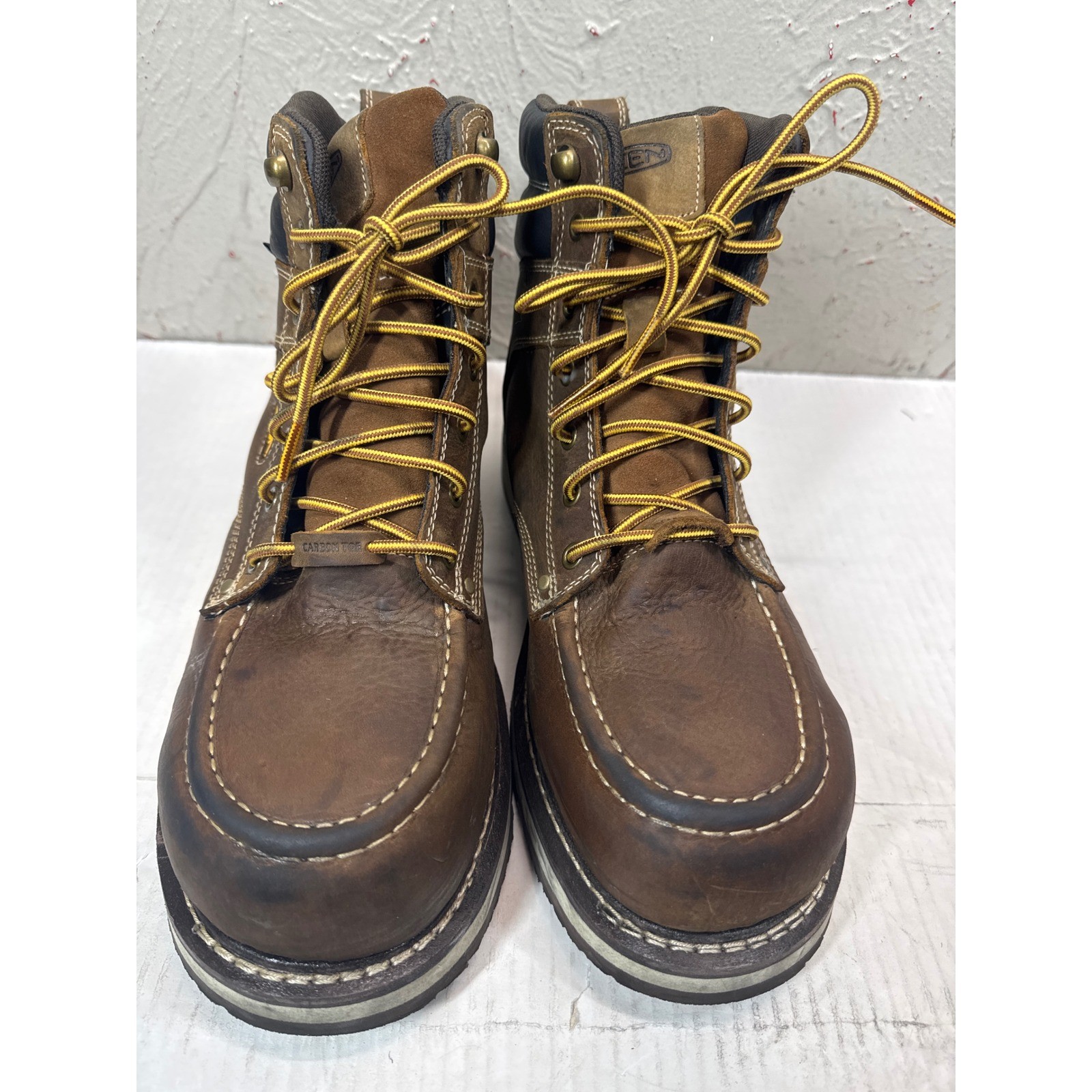 KEEN Utility Men Brown Leather Waterproof Work Boots Size 11D EH