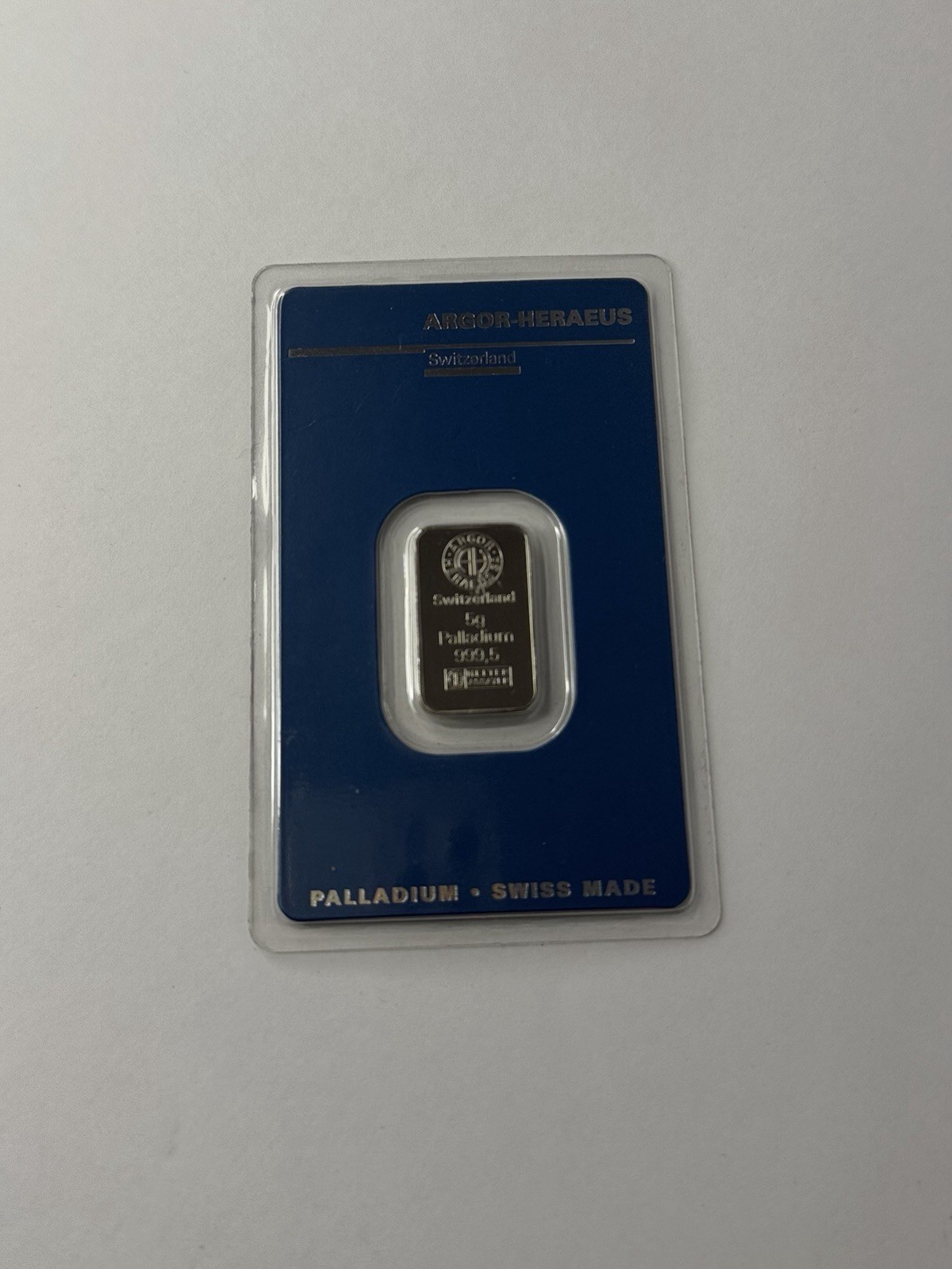 Argor Heraeus Palladium Bar 5G .9995 Assay Grade
