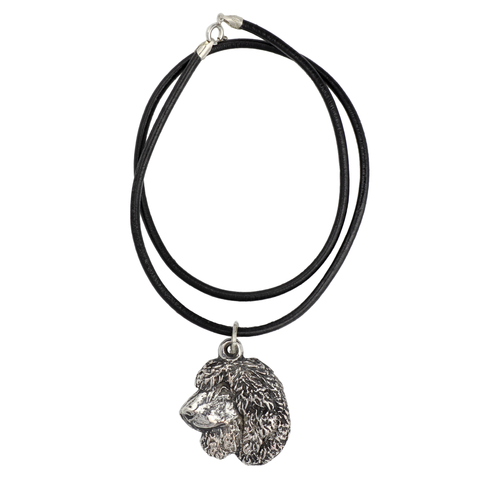 Irish Water Spaniel - Necklace With Dog, Silver Plated A