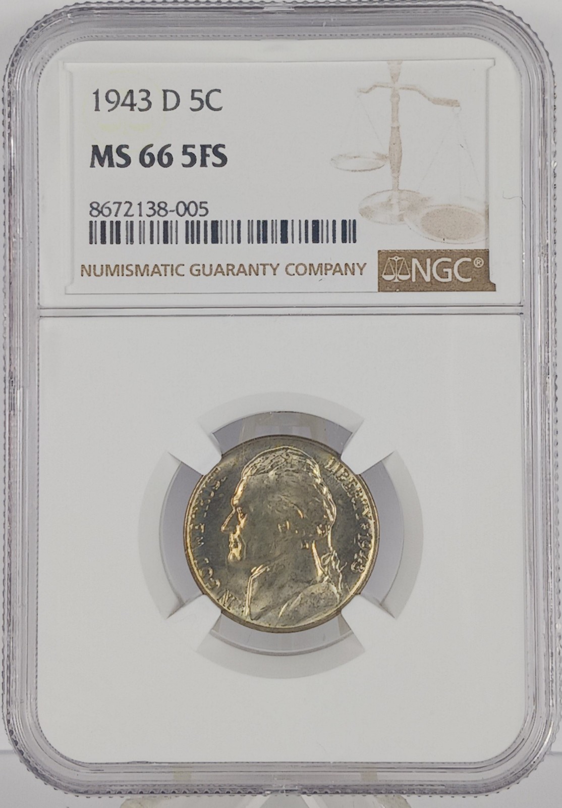 1943 D 5C MS 66 5FS 35% Silver NGC