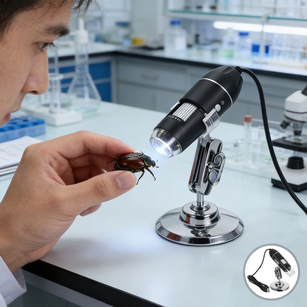 1Pc Kids Experiment Microscope High Definition Precious Stone Test (Black)