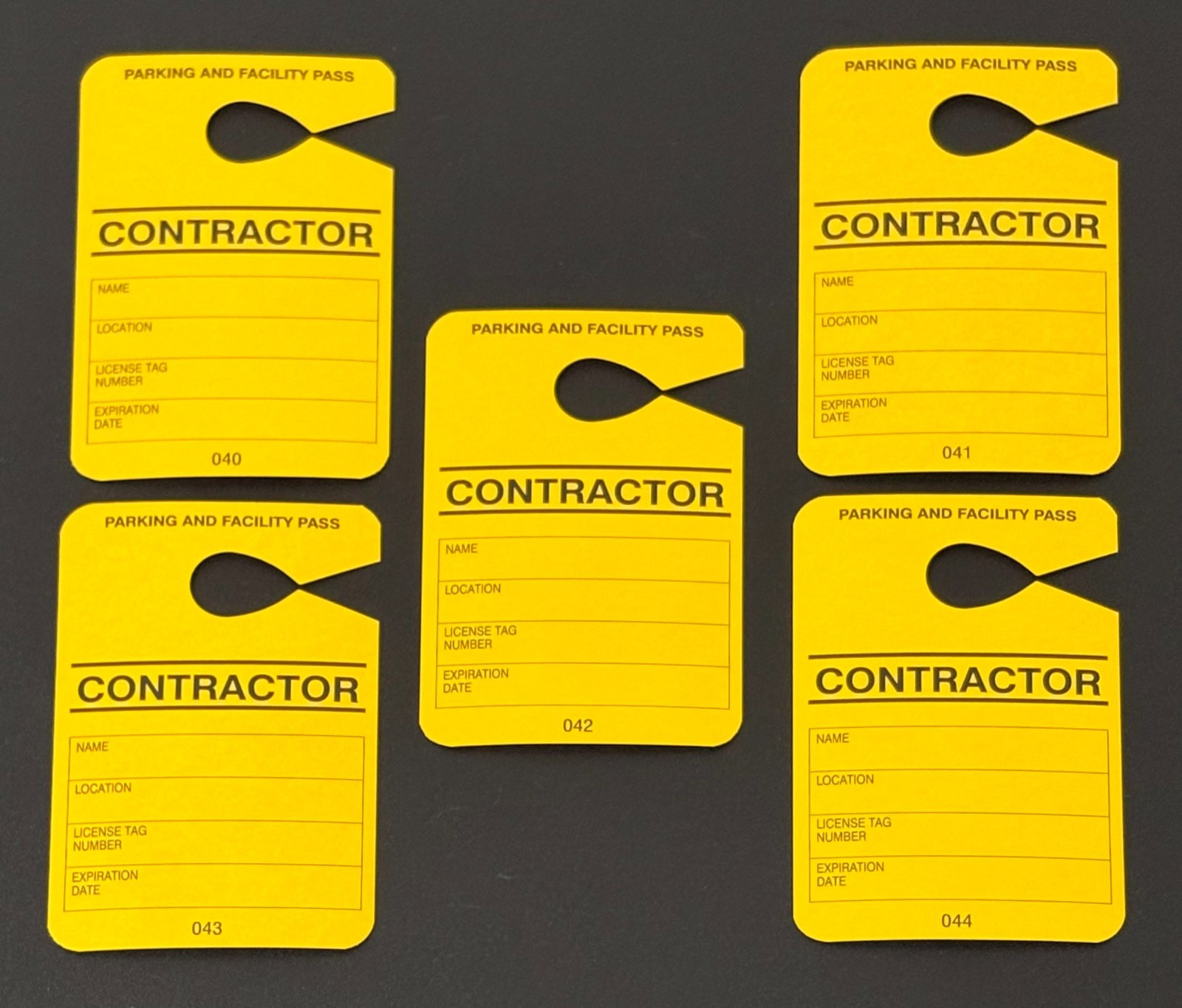 ⭐ RARE!⭐ 5/PK CONTRACTOR PARKING PERMIT PASS REARVIEW MIRROR HANG TAGS TEMPORARY