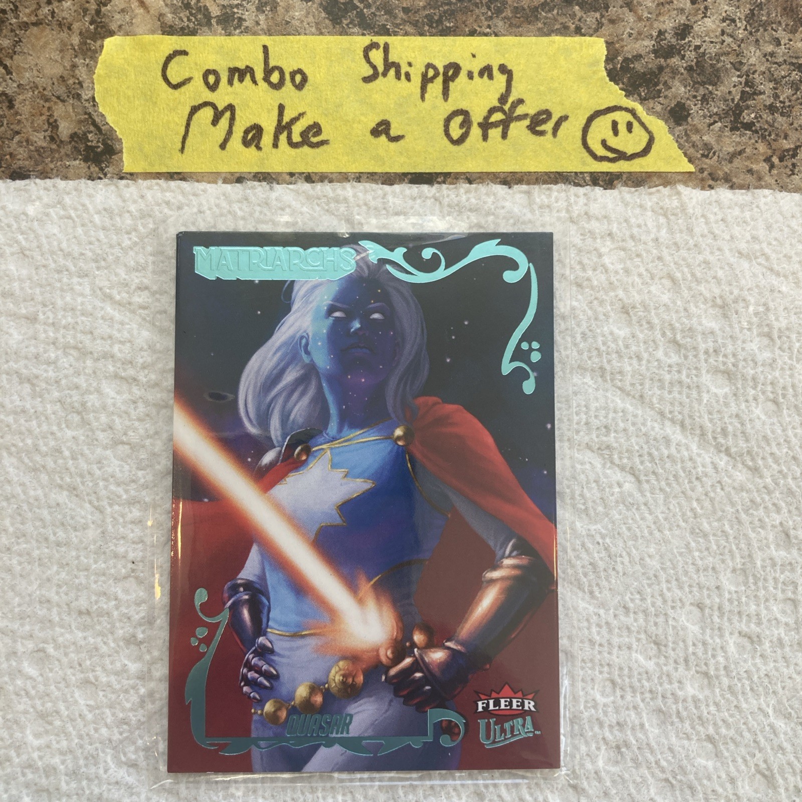 QUASAR 2024 FLEER ULTRA MARVEL MATRIARCHS Light BLUE PARALLEL #99 1/129 Bookend