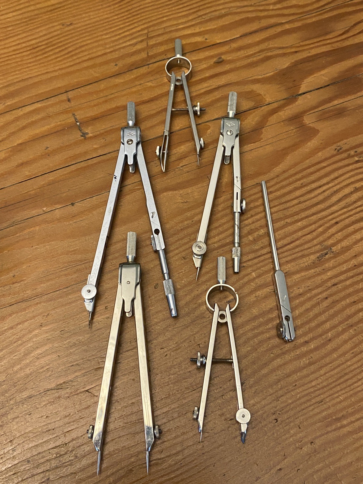 JK Czechoslovakian 5x Vintage Bow Compass Caliper Point Drafting Mapping Divider