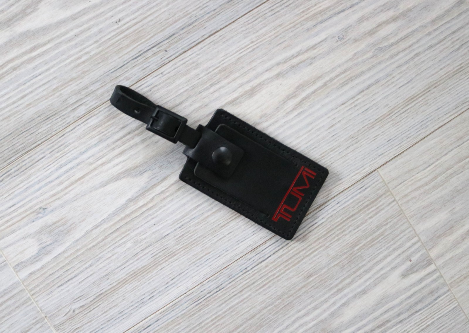 TUMI Black  Leather Luggage ID Tag Replacement Travel Bag Tag