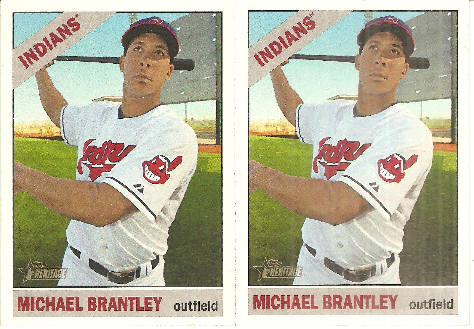 2 CARD 2015 TOPPS HERITAGE MICHAEL BRANTLEY BASEBALL CARD LOT