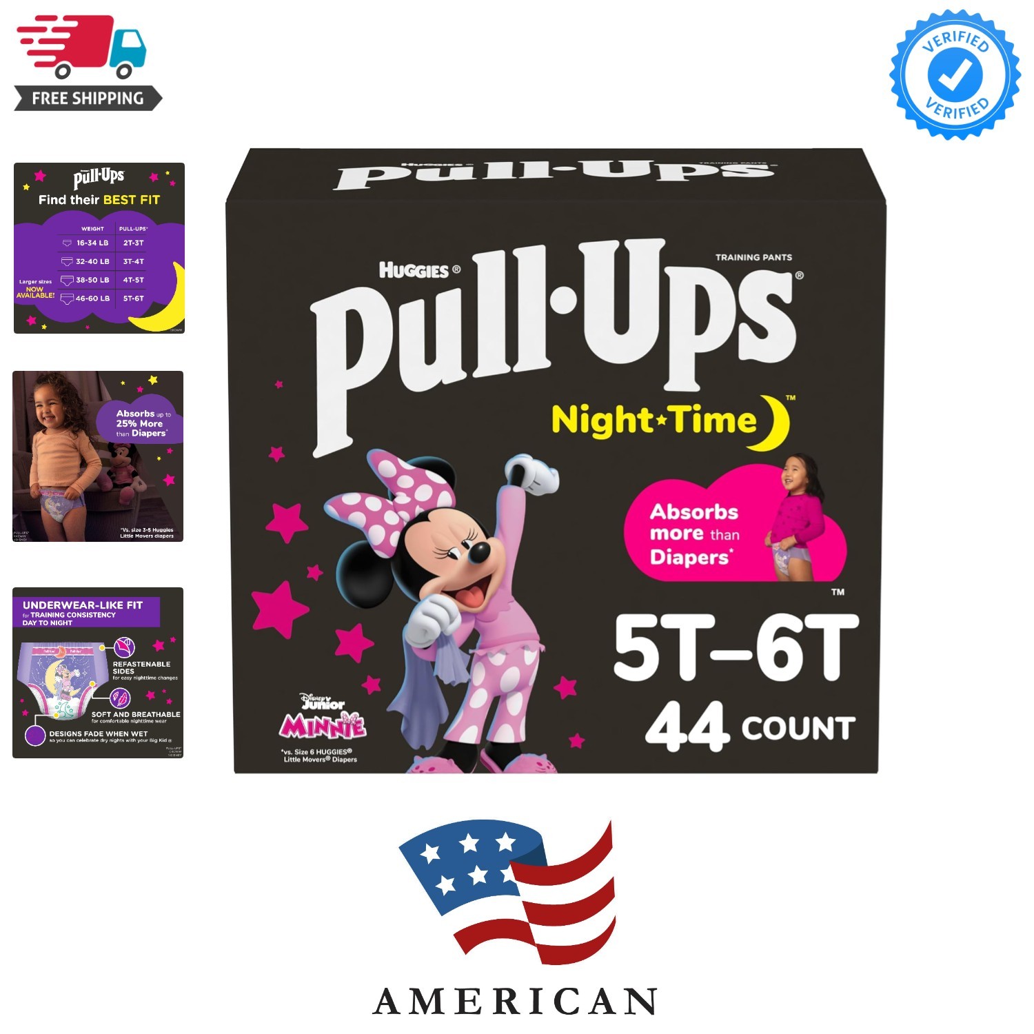 Girls' Night-Time Potty Training Pants, Size 5T-6T Overnight Training Underwe...