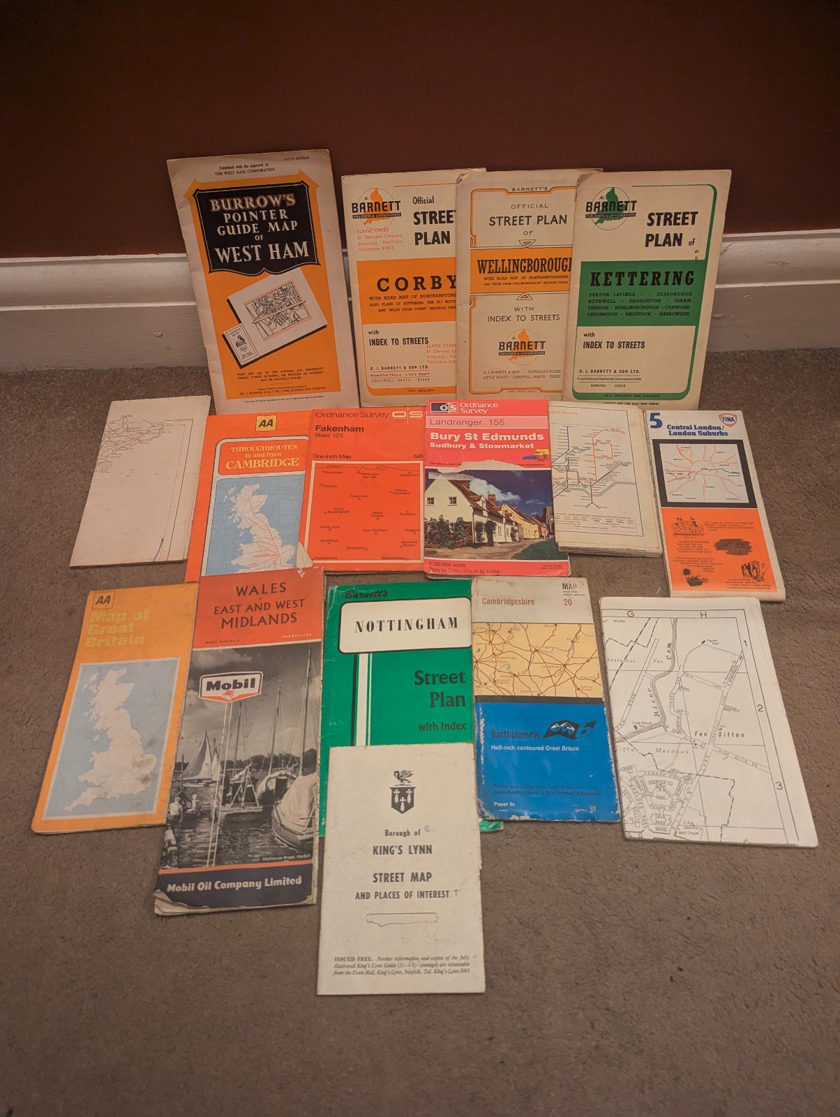16x Mixed UK Foldout Maps Vintage Tourist Road Lot Guide Leaflet Ordnance Survey