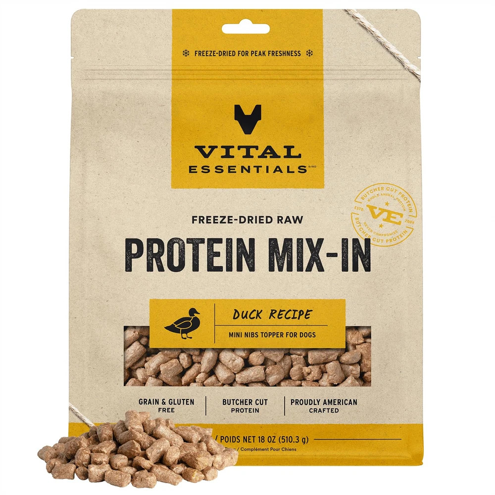 Vital Essentials Freeze Dried Duck Topper for Dogs 1.13 Pound Protein Boost