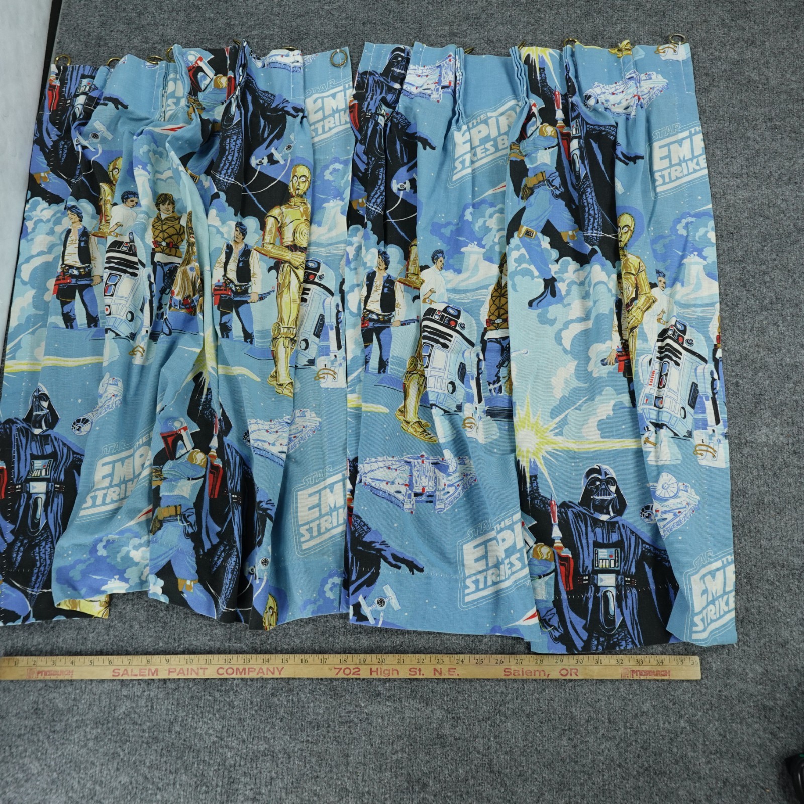 Vintage 1979 Star Wars Empire Strikes Back Curtains 4 Panels Black Falcon LTD 🤖