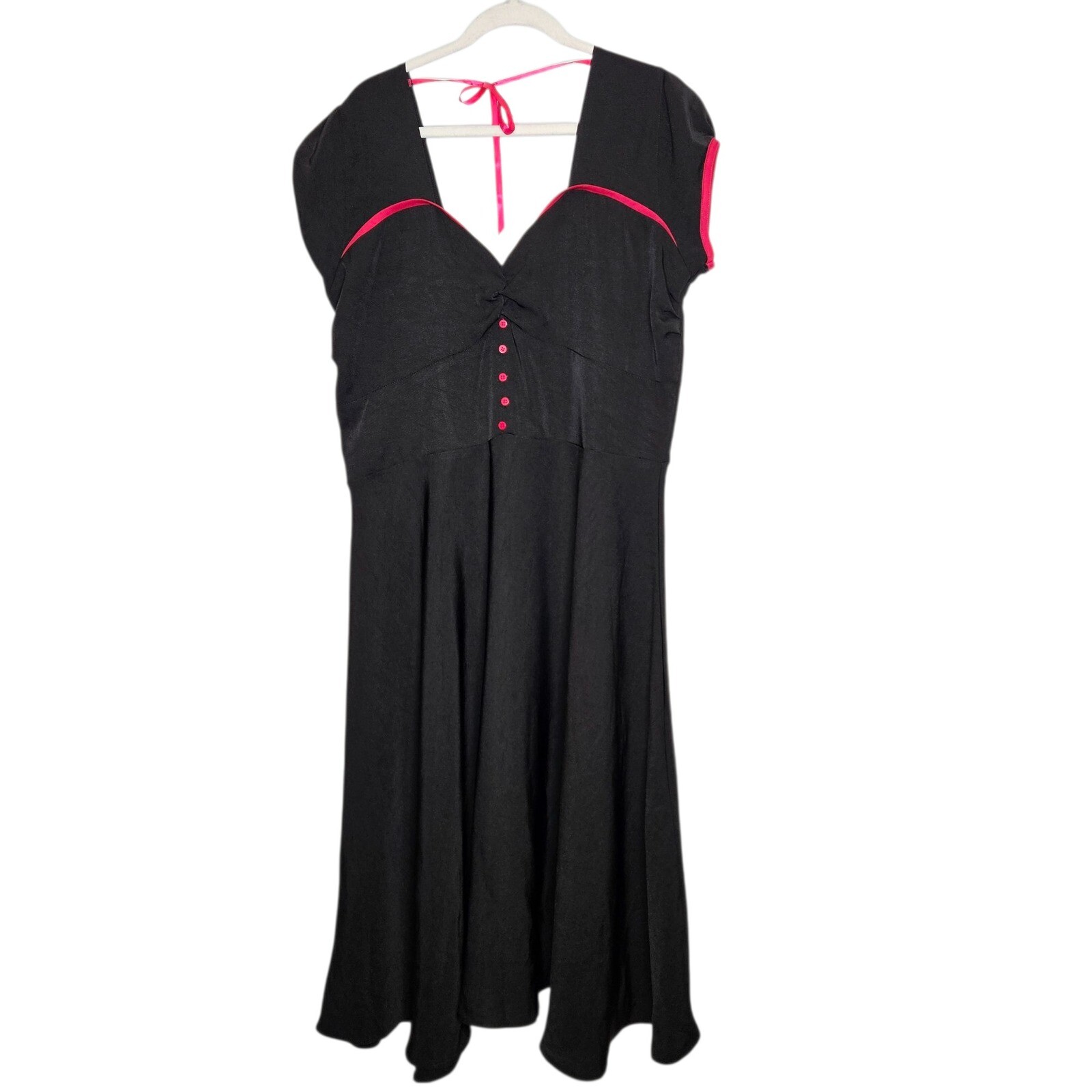 Lindy Bop NWOT Pin Up Fit Flare Midi Dress Retro Rockabilly Black Milkmaid 4XL