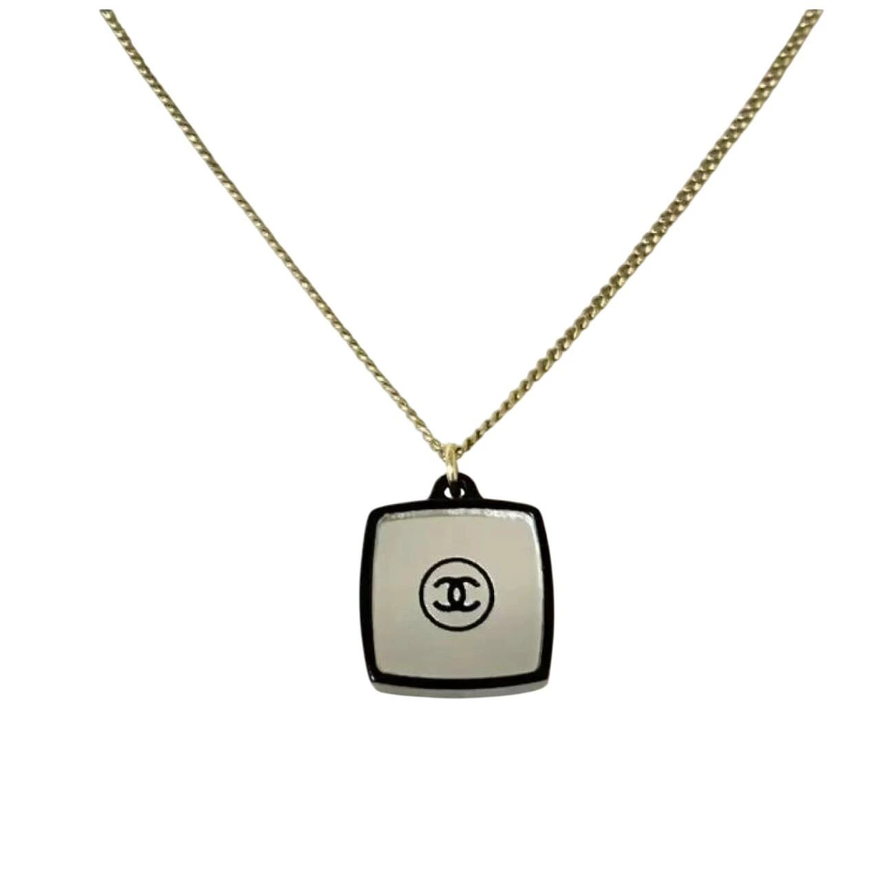 CHANEL Necklace 08A Coco Mark Mirror Multi Stone Gold