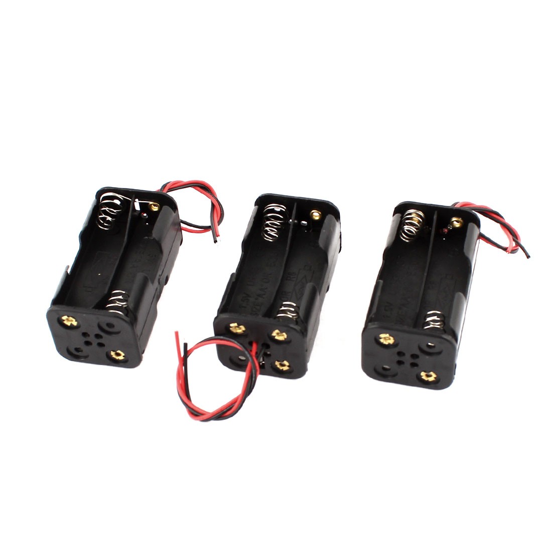 3 Pcs Black 4 x 1.5V AA Battery Batteries Holder Storage Case w Lead Wire