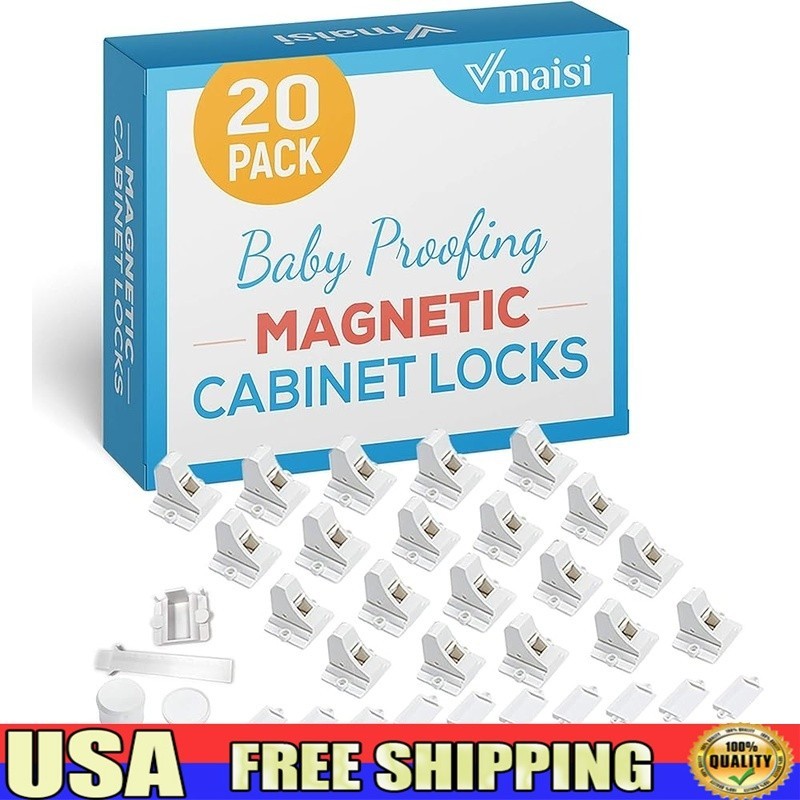 20 Magnetic Cabinet Locks 2 Keys Baby Safety Childproofing Drawers Cabinets New