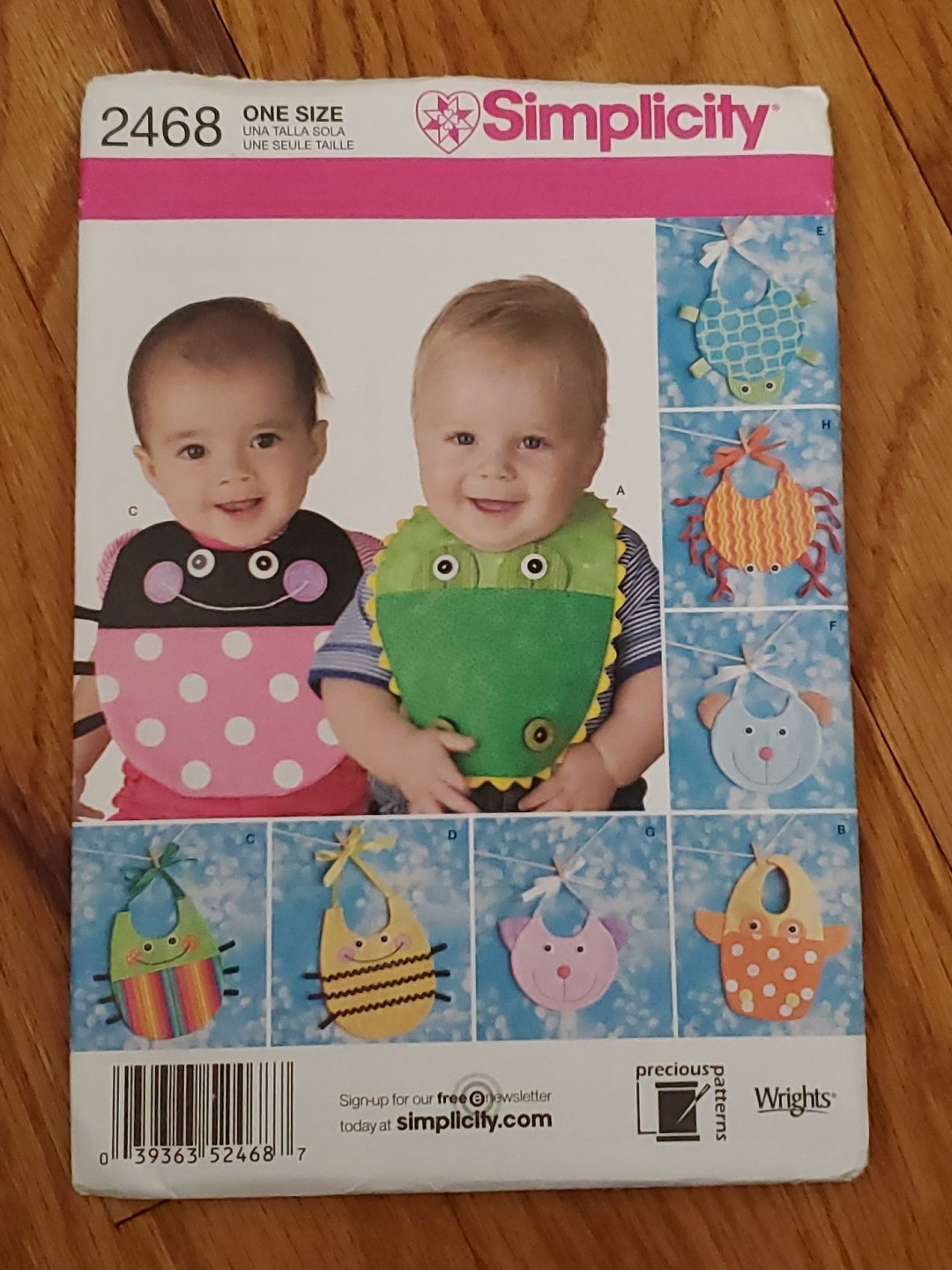 Simplicity Pattern 2468 Multiple Baby Bibs  One Size Uncut FF 