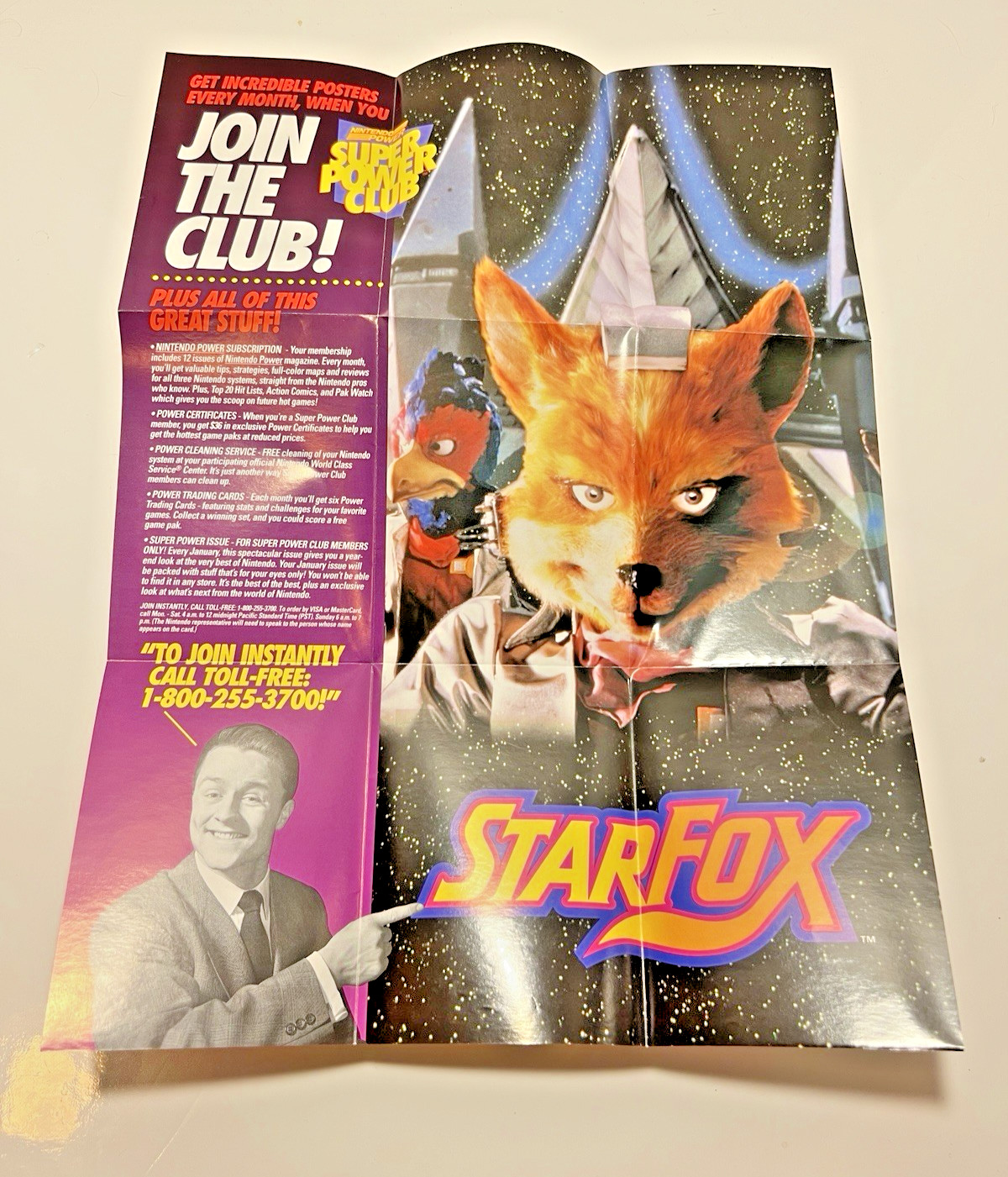 Star Fox Super Nintendo SNES Super Power Club Insert Poster