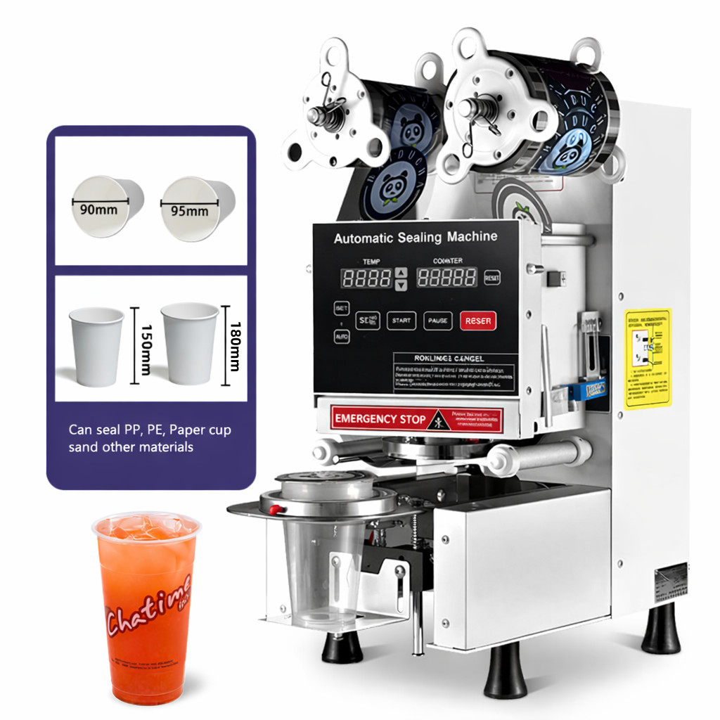Commercial Automatic Cup Sealing Machine 90-95mm Bubble Tea Sealer 450 Cups/H