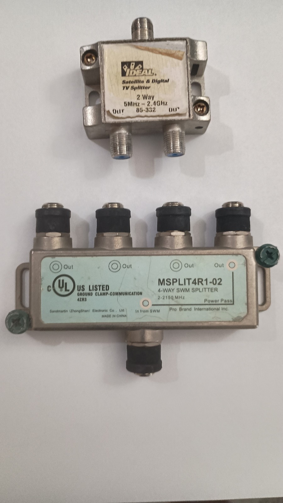 MSPLIT4R1-02 4 way splitter combo with 2 way Ideal satellite digital 85-332