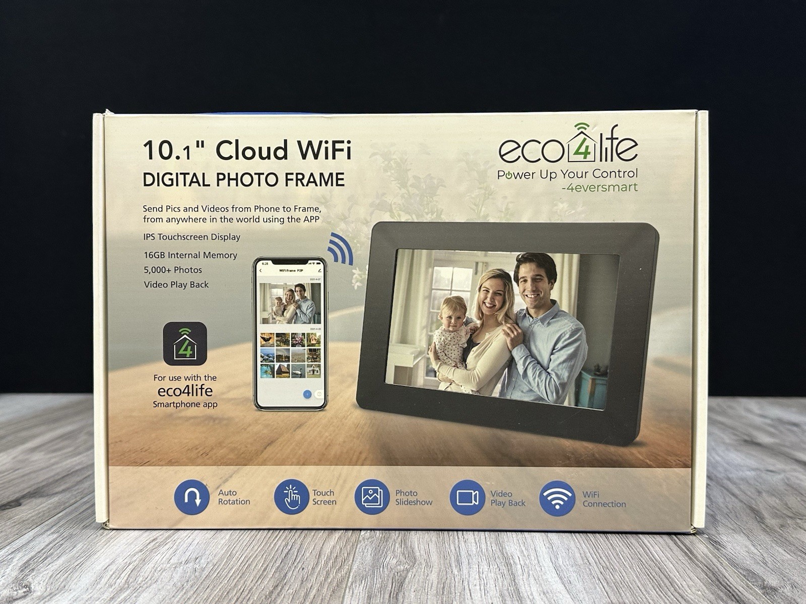 Eco4life 10.1 Inch WiFi Digital Photo Frame Smart Picture Display Sealed NEW