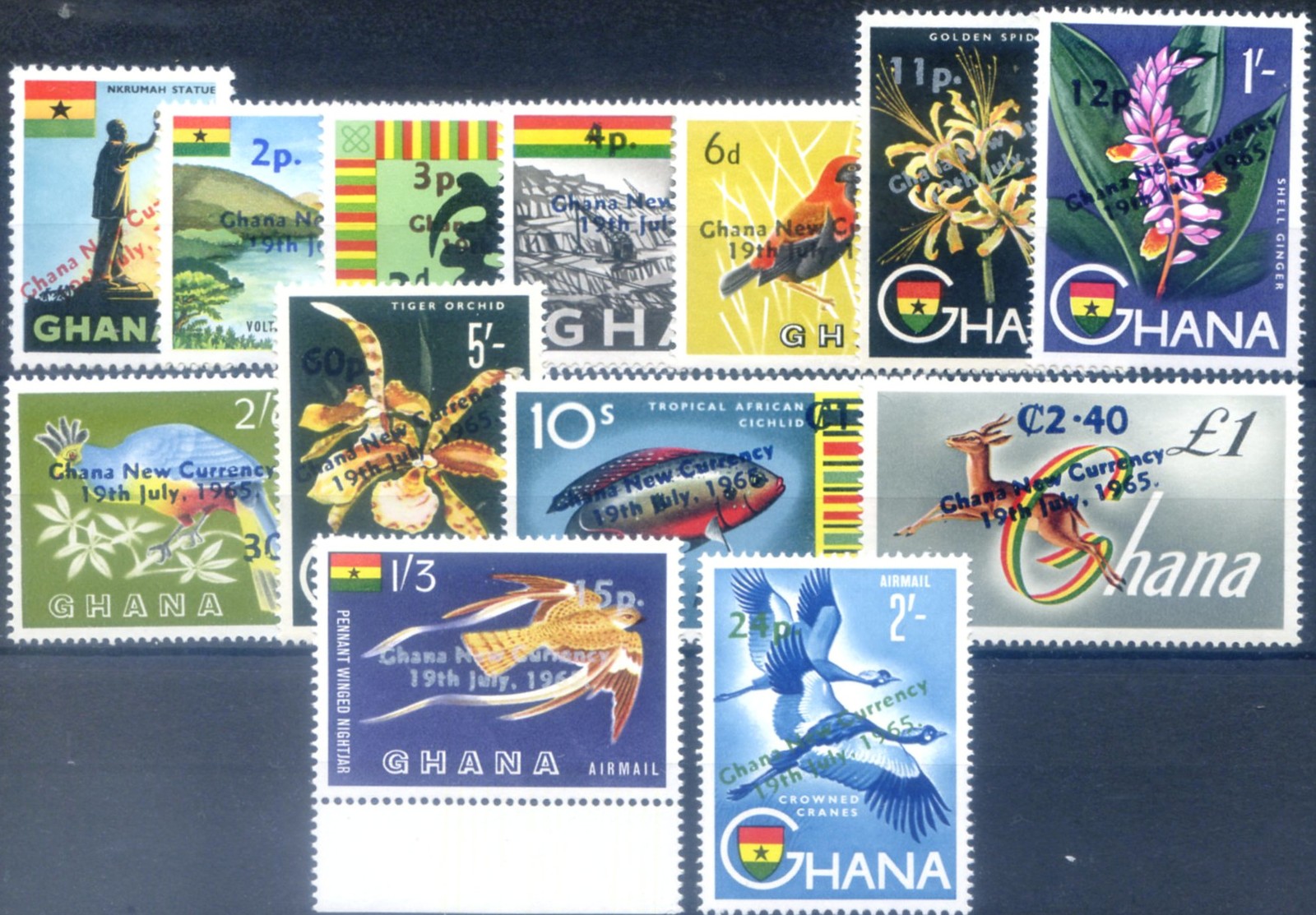 Ghana. Definitive. New 1965 currency.