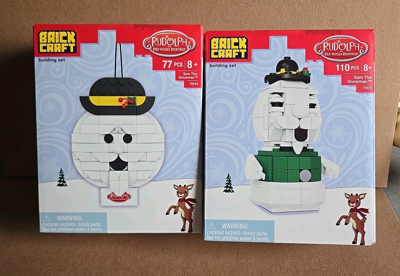 Brickcraft Rudolph the Red-Nosed Reindeer SAM THE SNOWMAN Ornament & Figure Sets